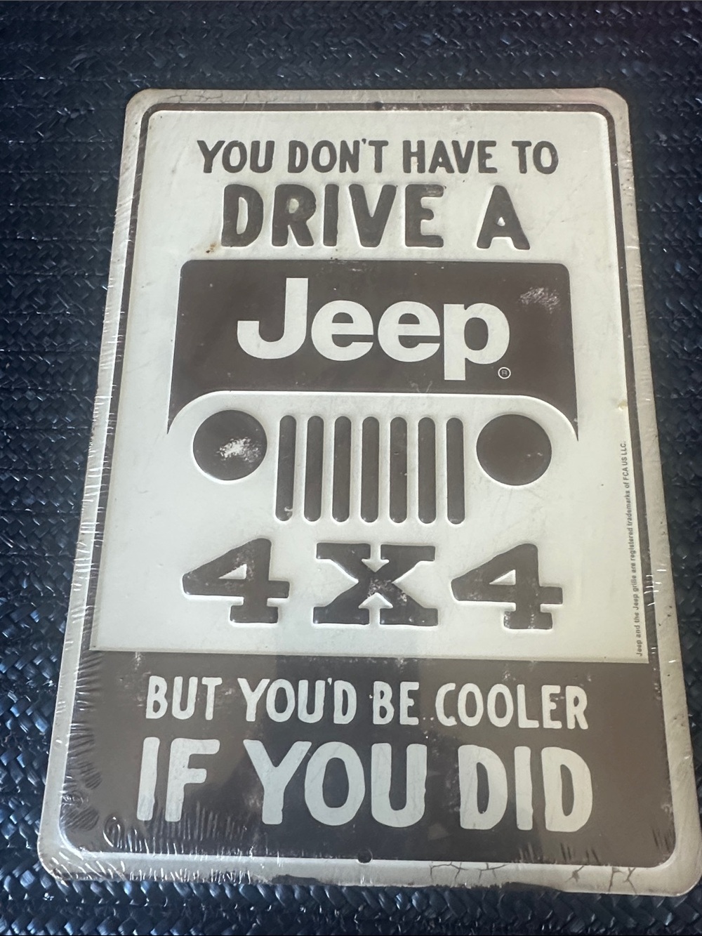 Brand New Jeep Brown and White 4x4 Retro Metal Wall Art
